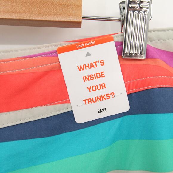 SAXX Betawave Swim Trunks Multicolor Striped Board Shorts Quick Dry Size 38 NWT - Picture 7 of 15